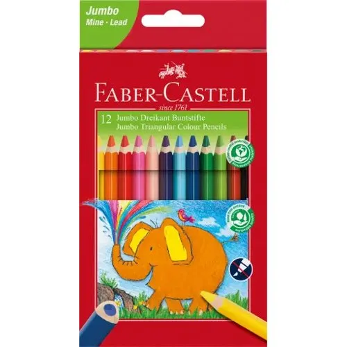 12 Crayons de couleurs JUMBO - FABER CASTELL