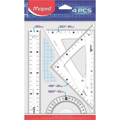 Kit de Traçage 20 cm Maped Geometric - L'essentiel de la Géométrie (4 Pièces)