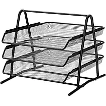 Organiseur de bureau en fil de maille noir - 3 étages - Ecolo